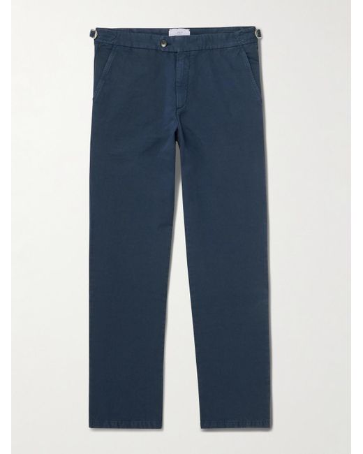 Mr P. Blue Mike Straight-Leg Organic Cotton And Linen-Blend Twill Trousers for men