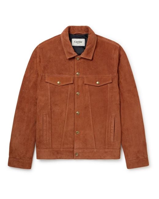 Corridor NYC Brown Suede Trucker Jacket for men