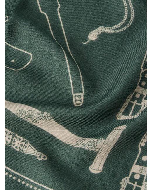 Enfants Riches Deprimes Green Printed Wool And Silk-blend Scarf for men