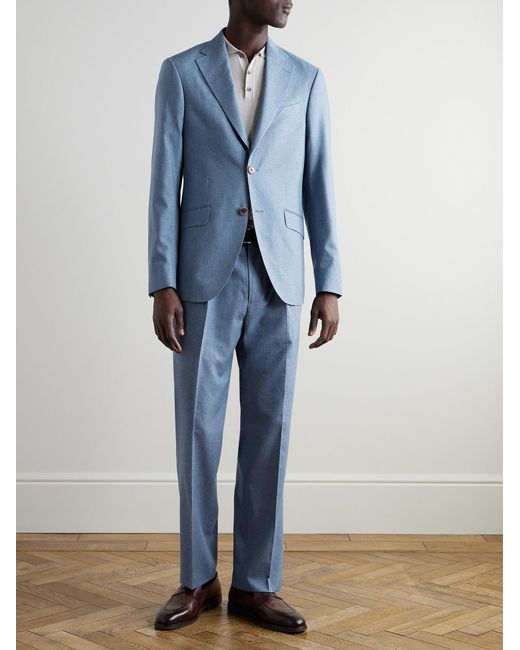 Etro Blue Silk And Cashmere-Blend Suit Jacket for men