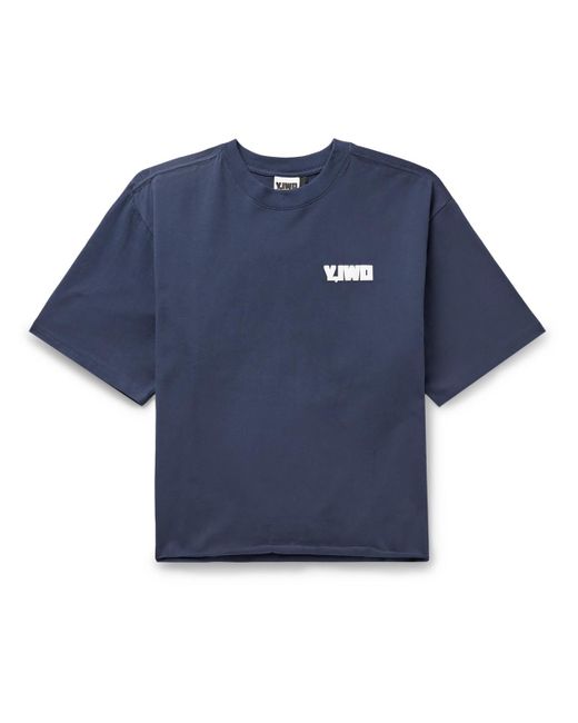 Y,IWO Blue Cropped Logo-print Cotton-jersey T-shirt for men