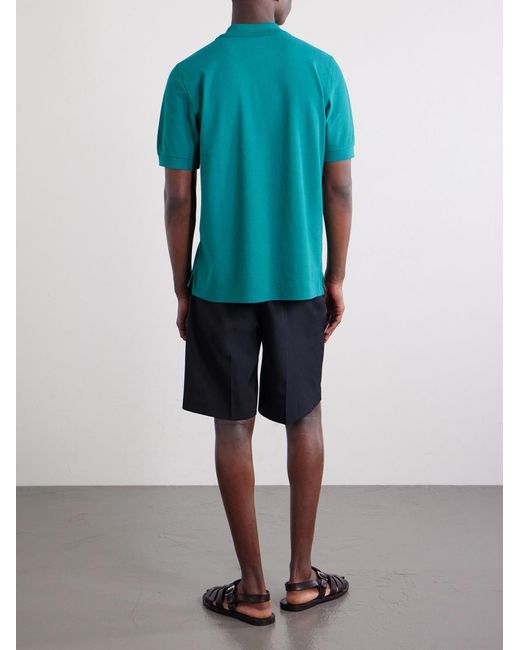Drake's Blue Garment-dyed Cotton-piqué Polo Shirt for men