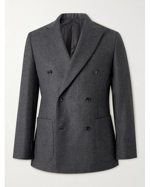 Kaptain Sunshine Black Double-Breasted Wool Suit Jacket for men