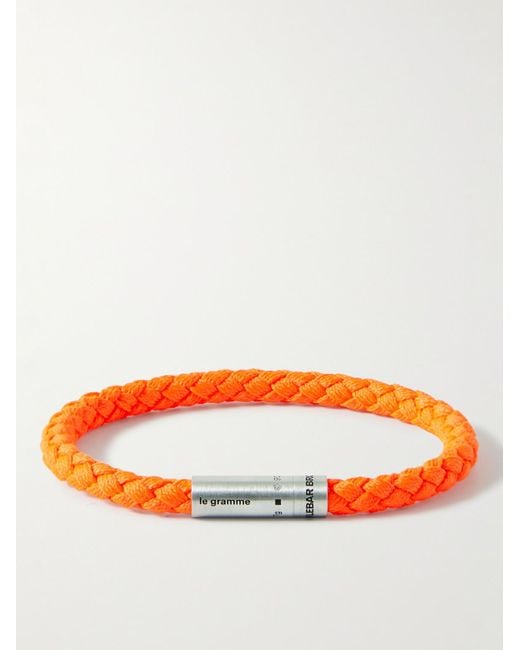 Le Gramme Orange Orlebar Brown 7g Braided Cord And Sterling Silver Bracelet for men