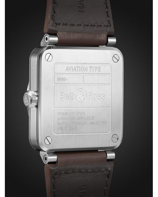 Bell & Ross Black Br 03 Copper Automatic 41Mm Steel And Leather Watch, Ref. No. Br03A-Gb-St/Sca for men