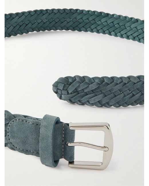 Loro Piana Blue 4Cm Woven Suede Belt for men