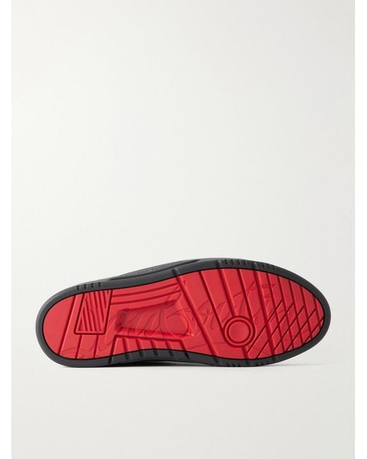 Christian Louboutin Black Basketball 1 Retro Suede And Mesh-Trimmed Leather Sneakers for men