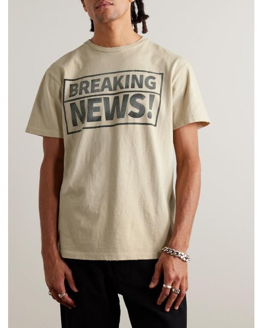 GALLERY DEPT. Natural Breaking News Distressed Printed Cotton-jersey T-shirt for men