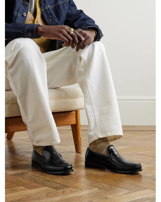 G.H.BASS Black Weejun Cobra Venetian Leather Loafers for men