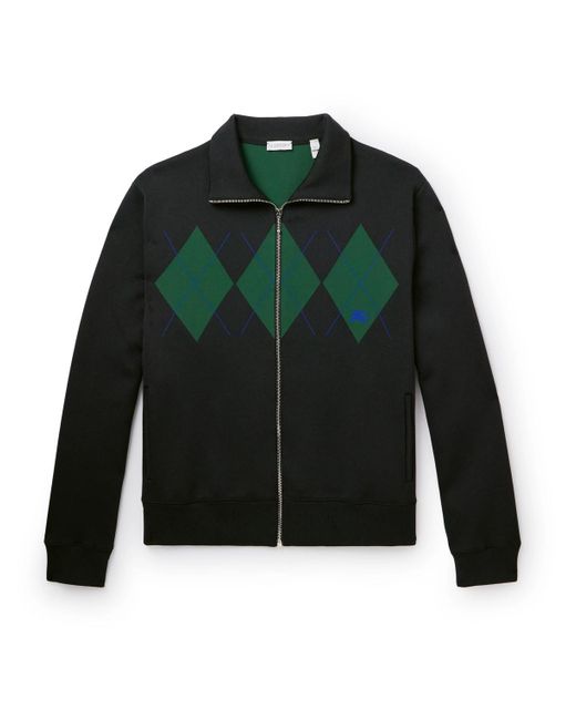 Burberry Green Argyle Jacquard-knit Zip-up Track Jacket for men