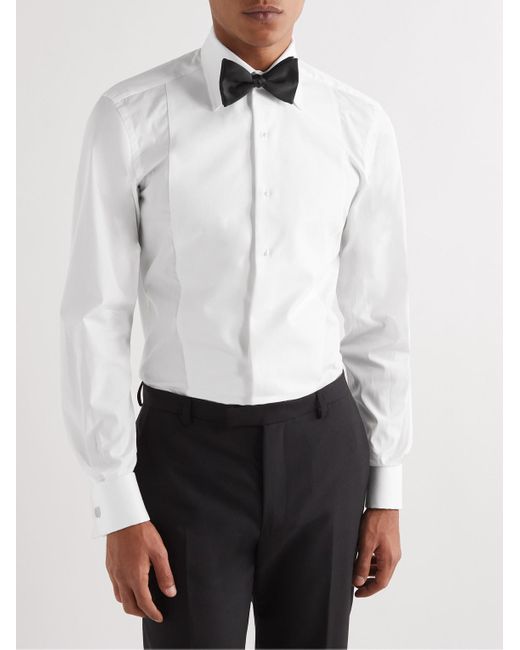 Tom Ford White Double-Cuff Cotton-Piqué Tuxedo Shirt for men
