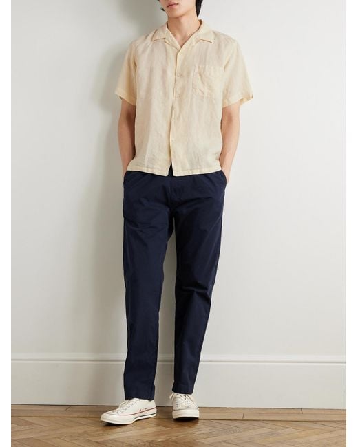 Hartford Blue Joggy Straight-Leg Cotton-Twill Trousers for men