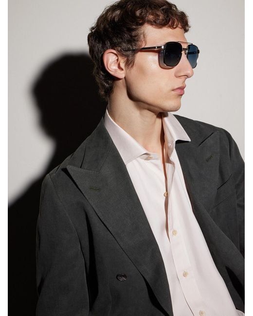 Cartier Blue Santos De Cartier Aviator-Style-Tone Sunglasses for men