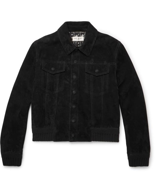 Saint Laurent Black Slim-fit Suede Trucker Jacket for men