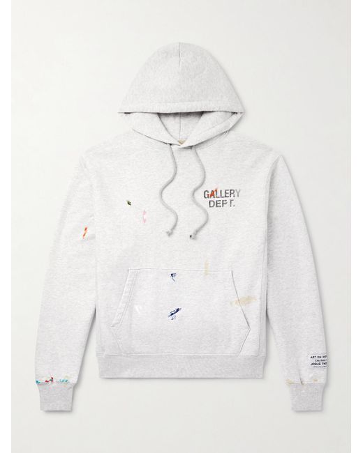 GALLERY DEPT. White Logo-Print Paint-Splattered Cotton-Jersey Hoodie for men