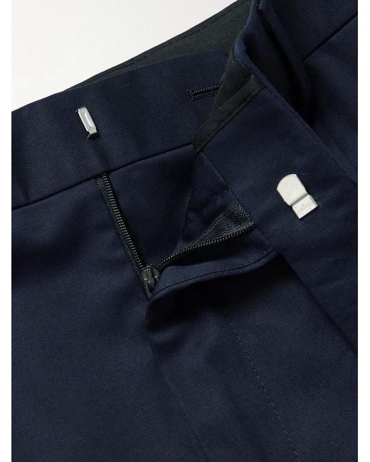 Kingsman Blue Pleated Cotton-blend Twill Shorts for men