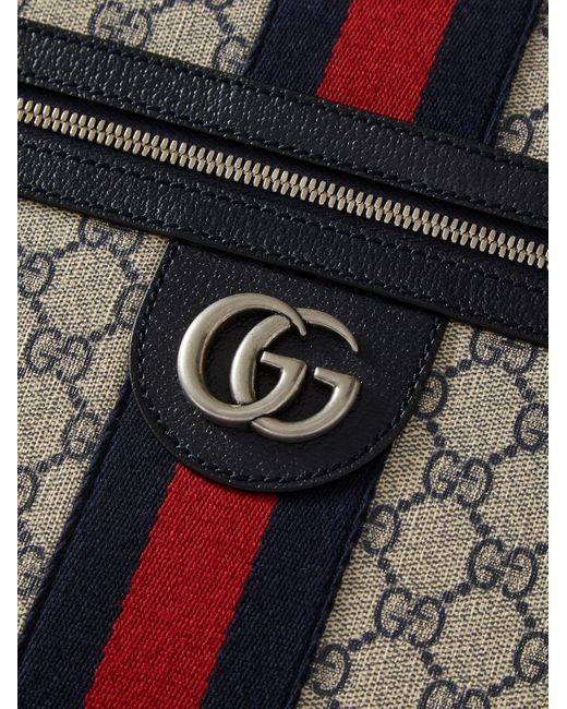 Gucci Black Savoy Leather-trimmed Striped Monogrammed Coated-canvas Trolley Suitcase for men