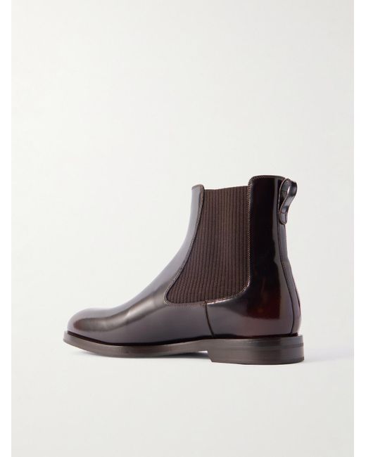 Manolo Blahnik Black Sempione Manny Polished-Leather Chelsea Boots for men