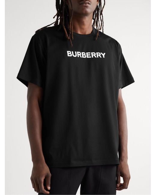 T-shirt oversize in jersey di cotone con logo stampato di Burberry in Black da Uomo
