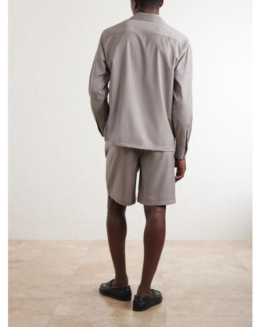 Frescobol Carioca Gray Safra Camp-collar Wool Shirt for men