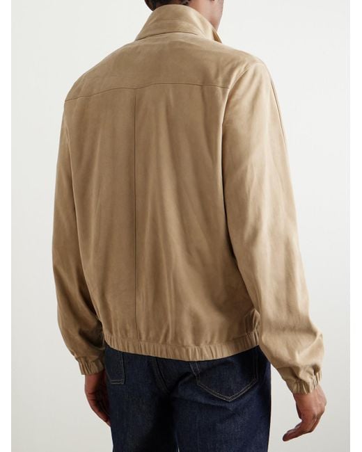 Loro Piana Natural Suede Zip-Up Bomber Jacket for men