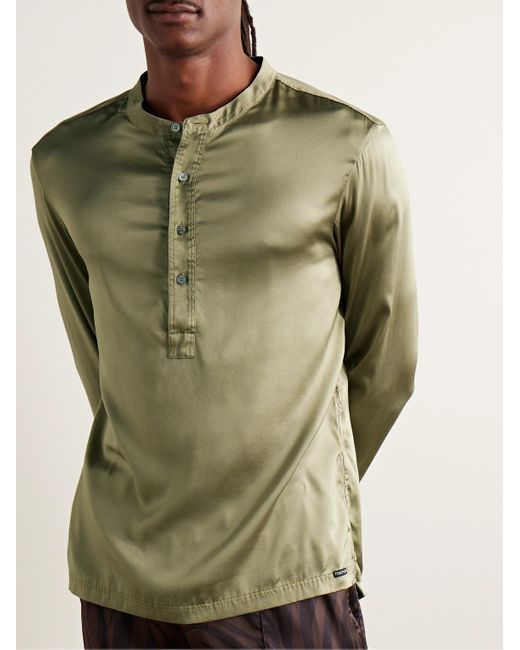 Tom Ford Henley-Pyjama-Oberteil aus Satin aus einer Seidenmischung in Green für Herren