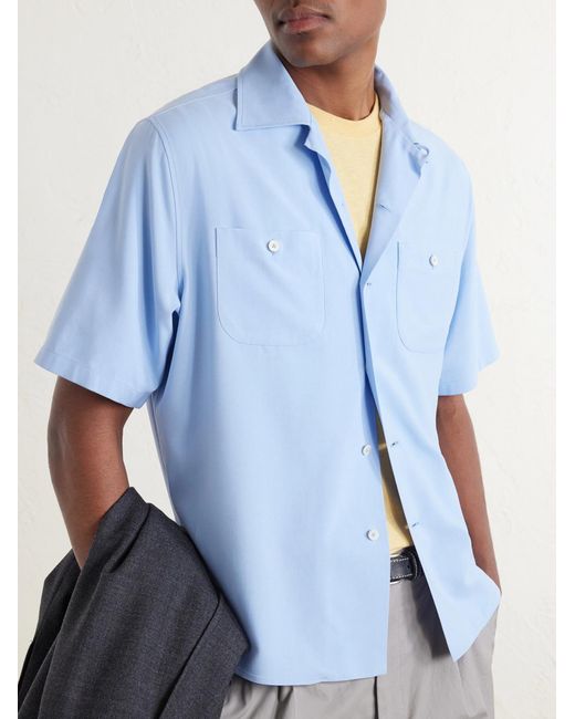 Jil Sander Blue Silk Shirt for men