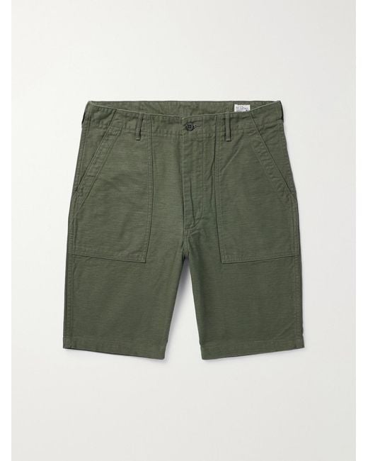 Orslow Green Slim-Fit Straight-Leg Cotton Cargo Shorts for men