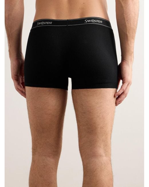 Saint Laurent Black Ribbed Cotton-Jersey Boxer Briefs for men