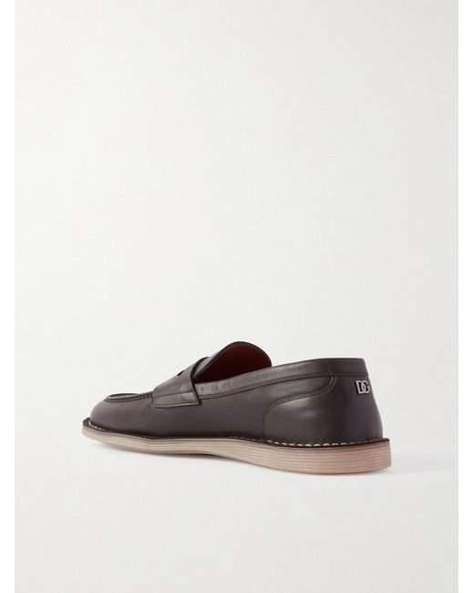 Dolce & Gabbana White Leather Penny Loafers for men