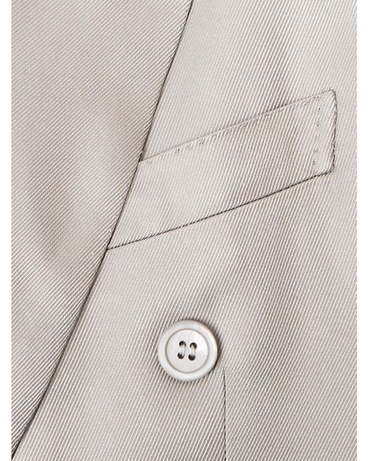 Brioni Gray Double-breasted Silk Tuxedo Jacket for men