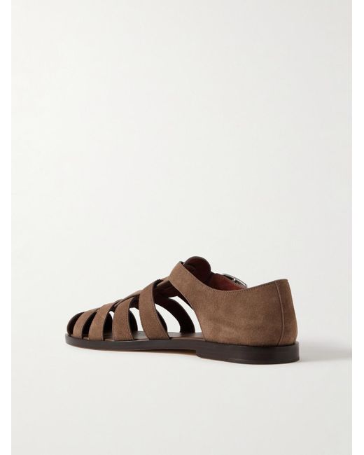 Loro Piana Brown Maxime Walk Suede Sandals for men