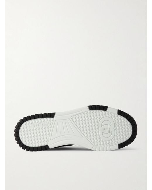 Gucci Black Re-Web Suede And Webbing-Trimmed Canvas And Leather Sneakers for men