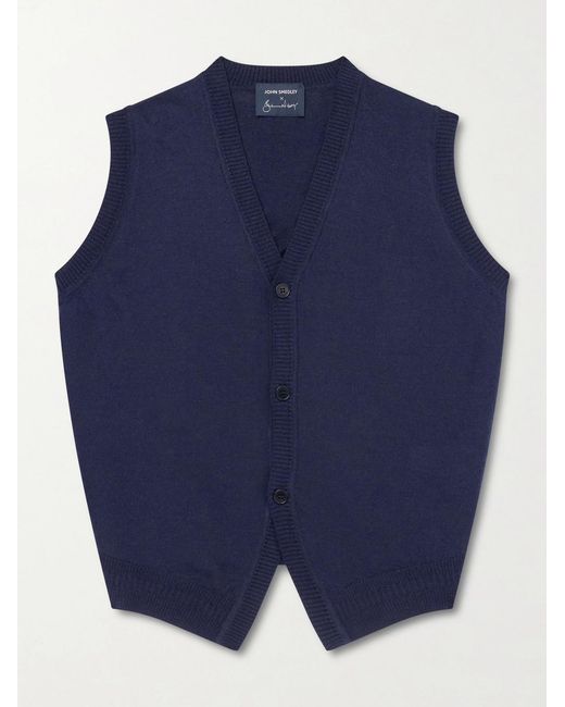 John Smedley Blue Bill Nighy Merino Wool Vest for men