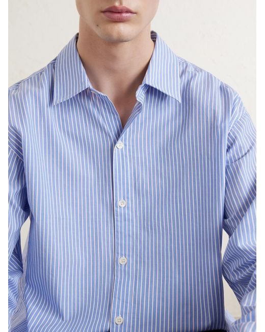 mfpen Blue Generous Striped Cotton Shirt for men