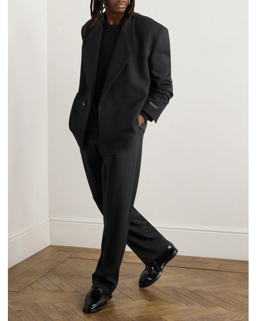 Fear Of God Black Eternal Wide-Leg Pleated Wool Trousers for men