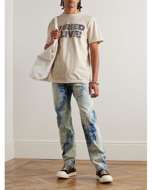 GALLERY DEPT. Natural Buried Alive Distressed Printed Cotton-jersey T-shirt for men