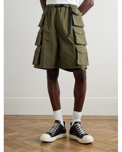 Kapital Green Cotton And Nylon-Blend Ripstop Drawstring Cargo Shorts for men