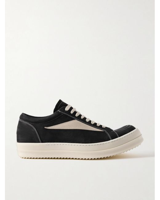 Rick Owens Black Vintage Suede-trimmed Nubuck Sneakers for men