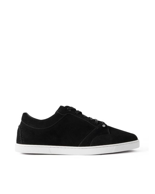 Christian Louboutin Black Chambelisneak Panelled Suede Sneakers for men