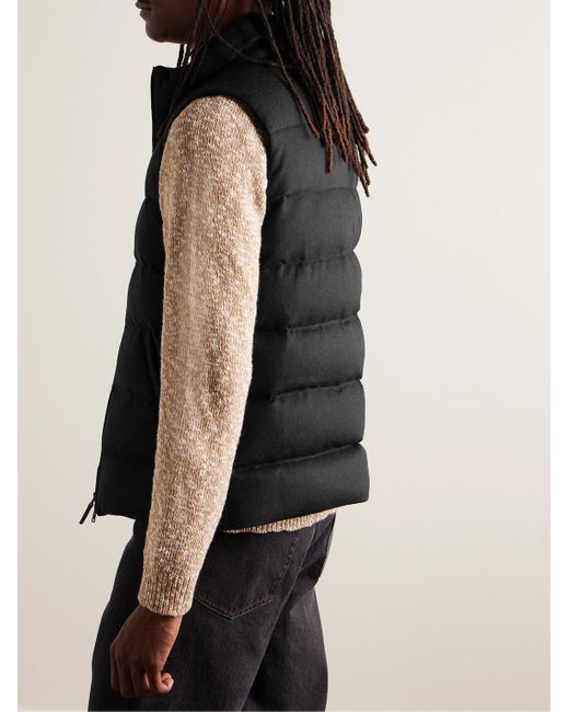 Herno Black Quilted Silk And Cashmere-blend Down Gilet for men