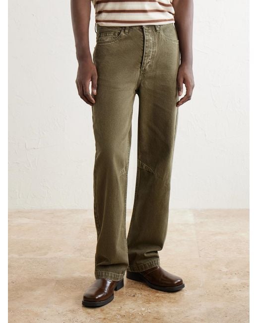 MANAAKI Green Pita Straight-Leg Garment-Dyed Jeans for men