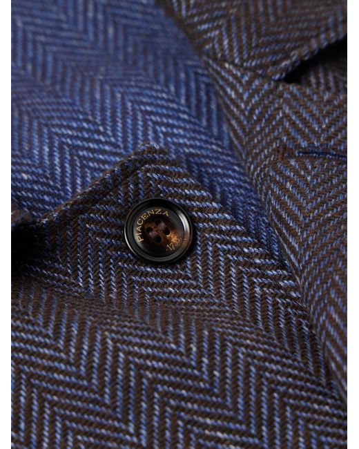 Piacenza 1733 Blue Herringbone Wool for men