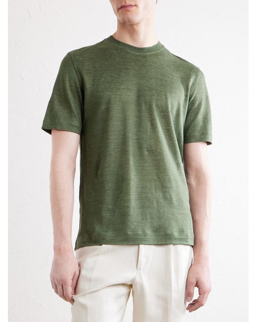 Zegna Green Oasi Knitted Linen T-shirt for men
