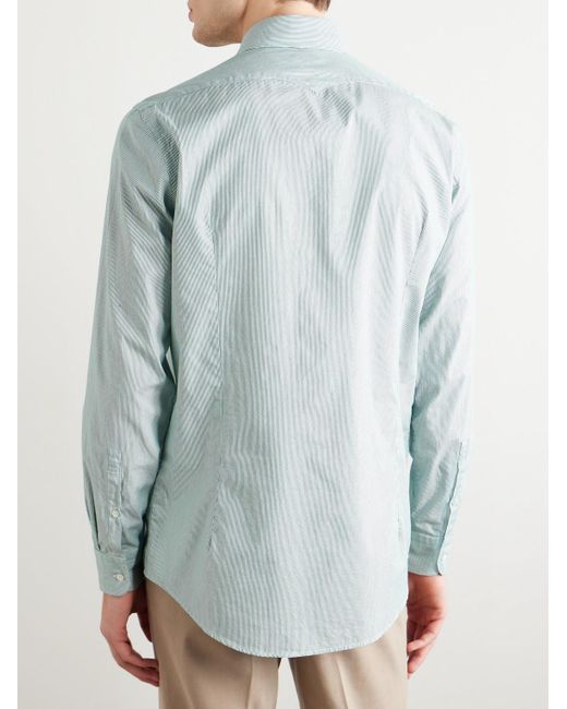 Massimo Alba Blue Genova Striped Cotton-poplin Shirt for men