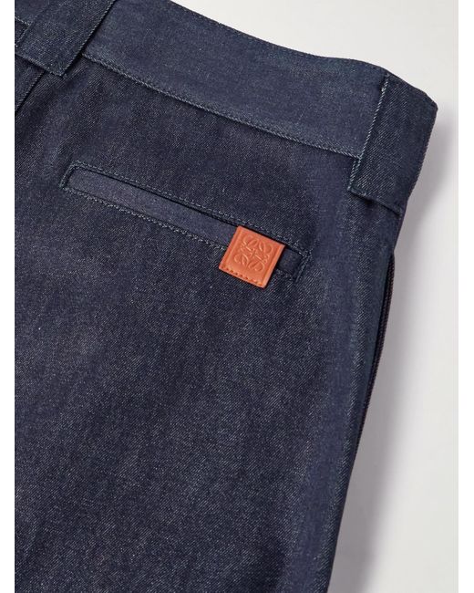 Loewe Blue Paula's Ibiza Wide-leg Pleated Logo-appliquéd Denim Shorts for men