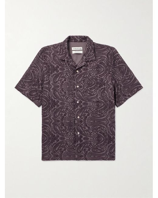 A Kind Of Guise Gioia Hemd aus einer Leinenmischung mit Stickereien und wandelbarem Kragen in Purple für Herren