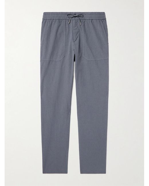 Mr P. Blue Joe Tapered Garment-Dyed Cotton-Blend Poplin Cargo Drawstring Trousers for men