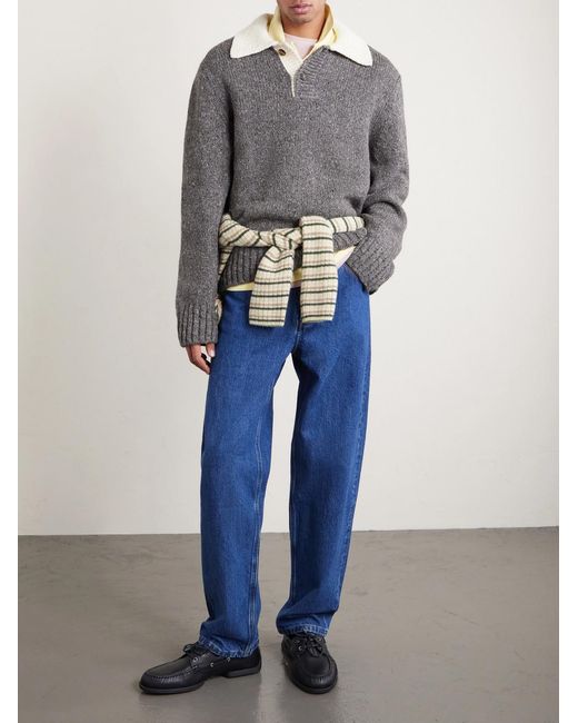 A.P.C. Gray Flecked Wool Polo Sweater for men