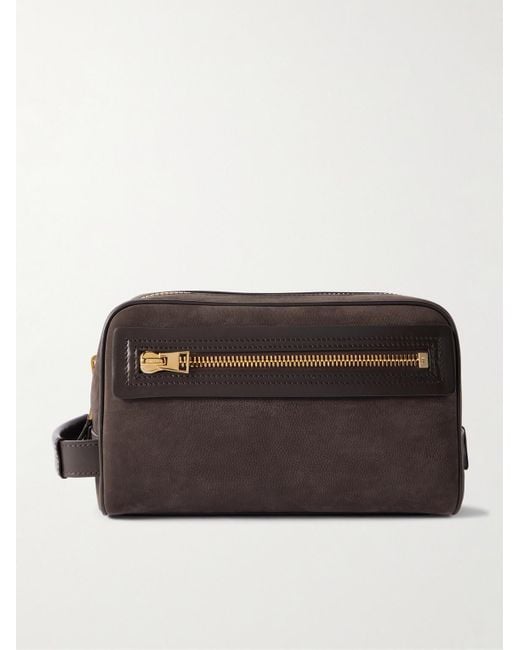Tom Ford Brown Nubuck Wash Bag for men
